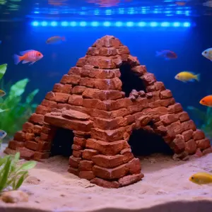 Fish Hideout Aquarium Decor, 3D Printed Egyptian Pyramid Shape, Eco-Friendly Material, Easy to Attach, Suitable for Small Fish Tanks