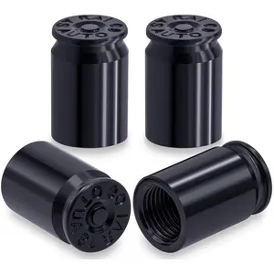 4PCS Bullet Style Tire Valve Stem Caps – Aluminum Alloy (Black)