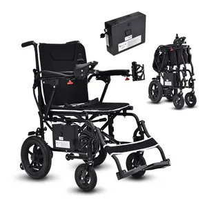 Electric Wheelchair for Adults - 36 lbs Lightweight Foldable Power Wheelchair with 12 Mile Range | 264 lbs Capacity All Terrain Mobility Scooter for Seniors | Portable Travel Wheelchair with LED Light & Cup Holder