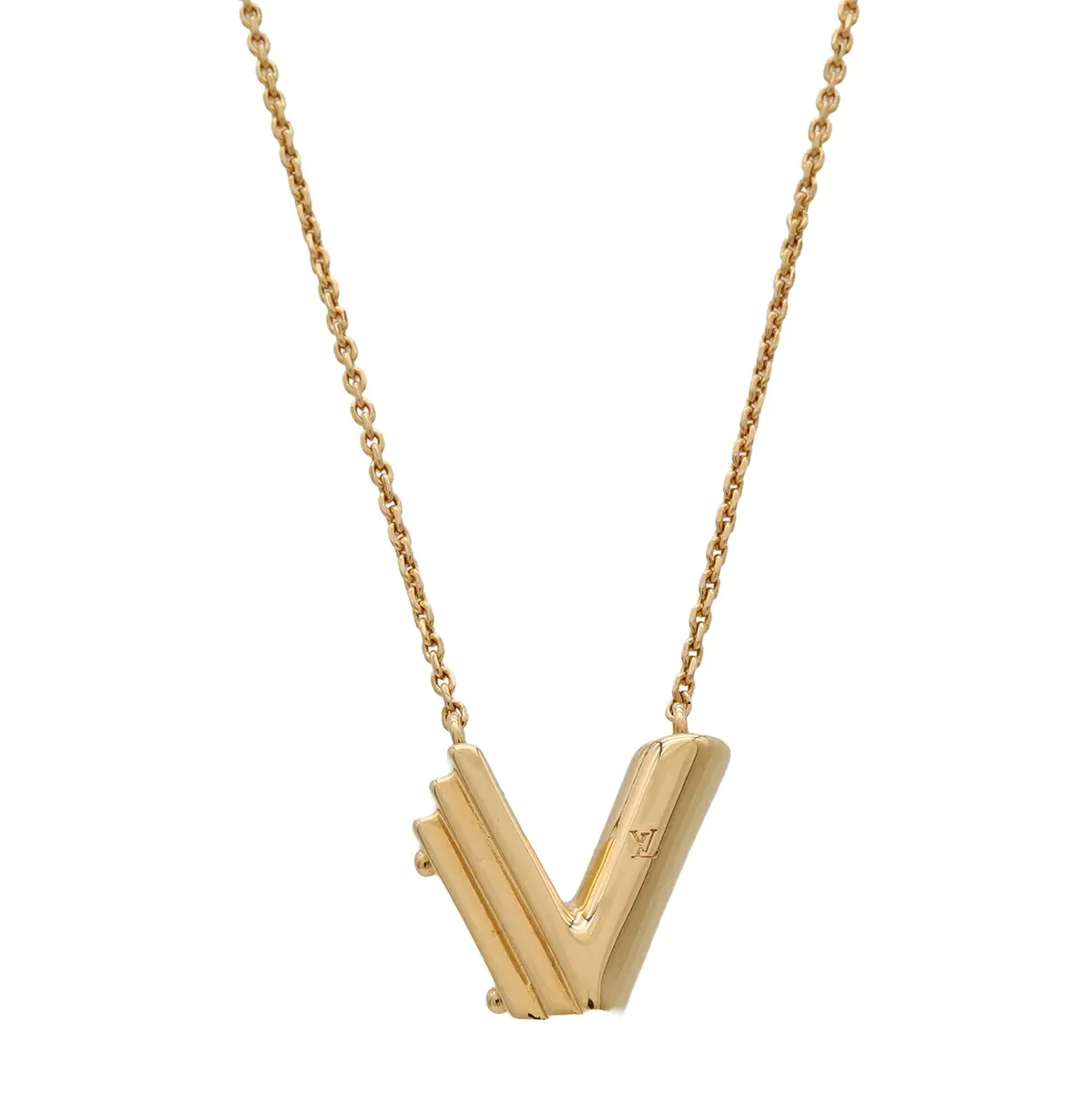 Pre-owned Louis Vuitton Gold-plated Small Leather Goods LV&ME V Necklace