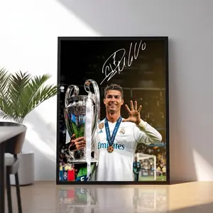 Cristiano Ronaldo 5 Champions League, Ronaldo Football Wall Art, Framed Soccer Print, Portugal Decor, Sports Artwork, CR7 Poster