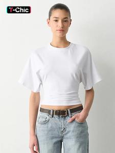 Women's Solid Color Round Neck Tee, Casual Half Sleeve T-shirt for Summer, Women's Top for Daily Wear