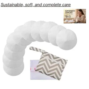 Reusable Bamboo Nursing Pads 10-Pack with Wash Bag – Organic Breastfeeding Pads, Washable Maternity Nipple Pads, Anti-Slip 3-Layer L 4.72”