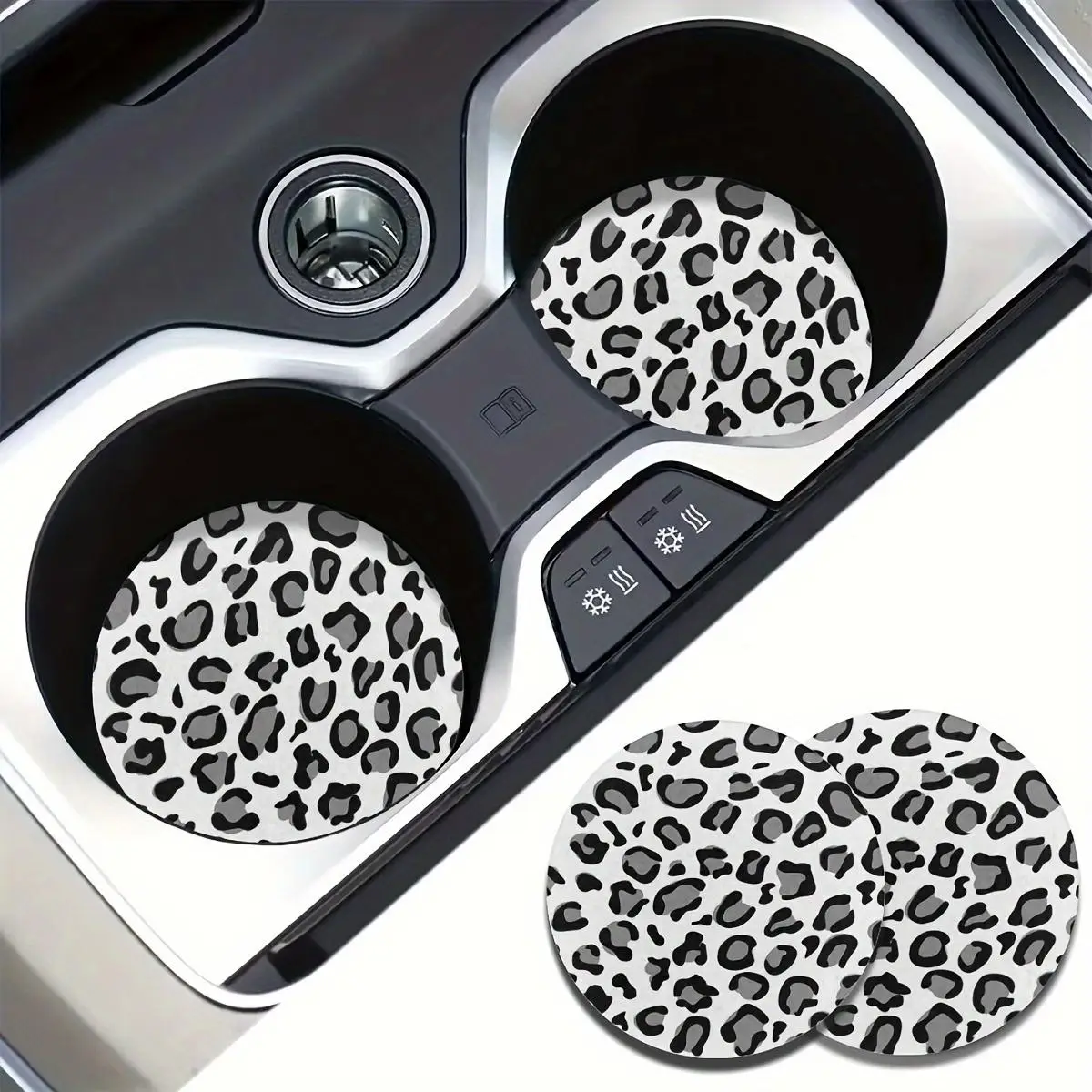 Fashion Print Pattern Car Coasters, Round Anti-slip Car Cup Holder Mat, Car Interior Decoration Accessories for Women & Men