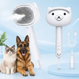 Ellenpent steam grooming brush for cats and dogs, self-cleaning deshedding cat brush, spray hair removal comb for shedding fur, silicone scraper included, pet steam brush, pet hair removal tool, dog grooming kit