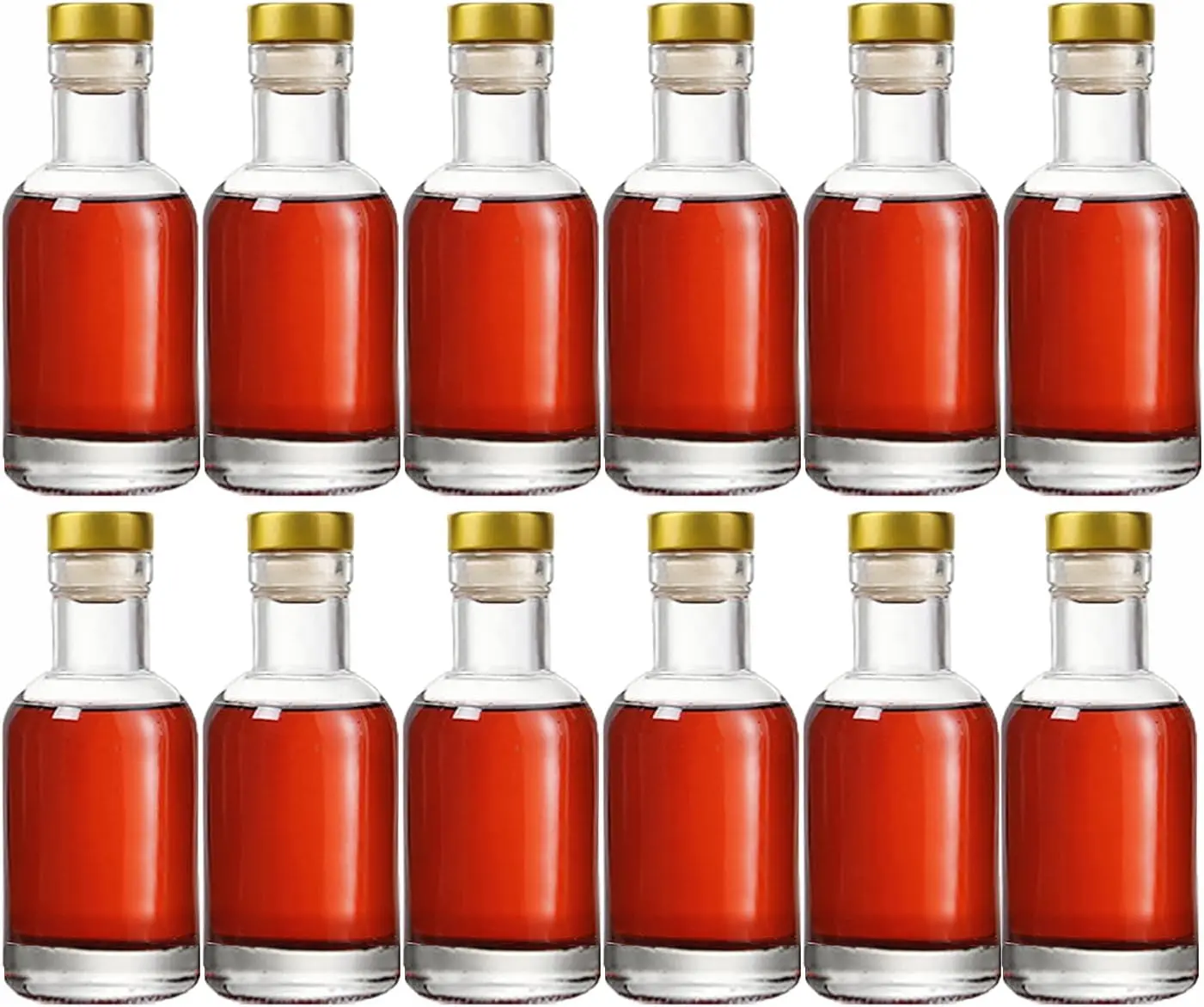 Clear Glass Bottles 3 oz - 100ml [Pack of 12] for  Beverages Drinks Oil Vinegar Kombucha  Water Soda with Cork Stopper Airtight Lid