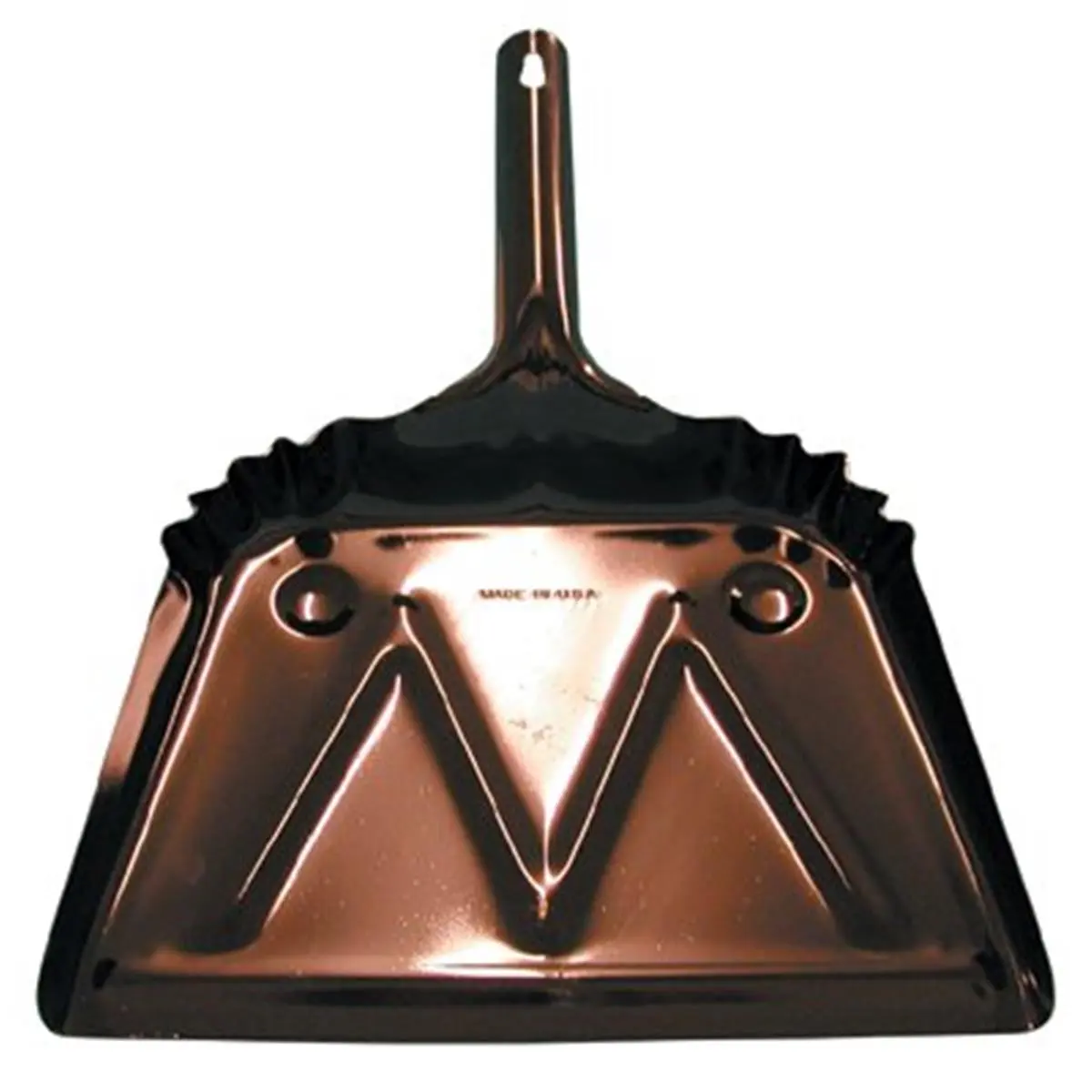 Steel Metal Dust Pan with 12 in. Beveled Edge, Corrugated Ribs for Efficient Kitchen Cleaning