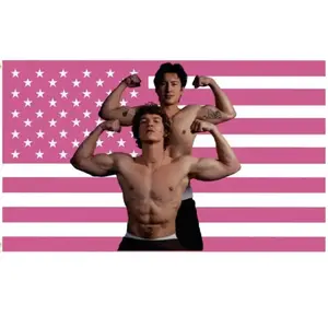 "Heated Rivalry Pink Flag" Muscle CP Tapestry 3x5 FT - Polyester TV Series Merch / Modern Stripe Design Trendy Wall Hanging for Bedroom & Fan Support Decor, Hudcon Banner