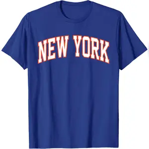 Retro New York Men NY Blue Orange Women Vintage NY White Tee T-Shirt Relaxed Fit Cotton T-Shirt