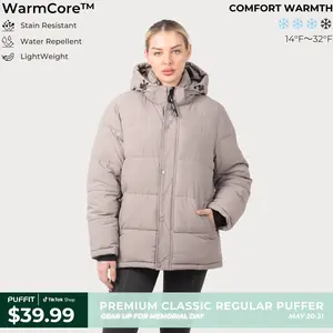 【Last Sale】PUFFIT WarmCore Premium Detachable-Hood Puffer Jacket | Classic Lightweight Winter Coat, Windproof, Water-Repellent, Adjustable Drawstring Design