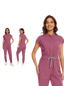 Slim Fit Sleeveless Stand Collar Scrubs High Quality Work Uniform For Hospital Nurse Doctor Beauty Salon