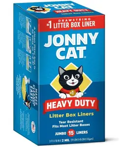 Jonny Cat Litter Box Liners: Heavy Duty - Tear & Leak Resistant - Drawstring Close - Jumbo, 15 Count