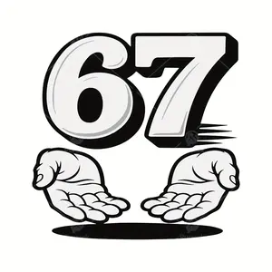 4-Piece Fun 67 Meme Hand Shape Gen Alpha Iron-On Stickers, DTF Heat Transfer for Clothes Bags Jackets Hats, Fabric Patches