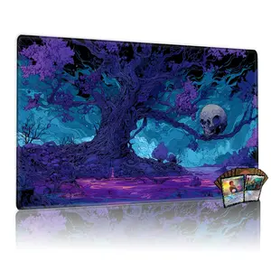 Dark Fantasy Ancient Skull Tree Playmat 12x24inch TCG MTG Compatible Game Mat Gaming Table Pad Vibrant Purple Blue Family Party Gift Mouse Pad Gaming Mousepad