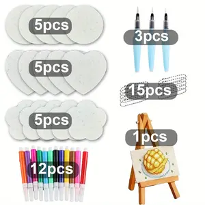 46pcs Magic Foam Texture Painting Kit, Includes 3 Types of Paper, 3D Sponge with Foamy Texture, Art Supplies for Creative Projects, Art Marker Pen, Art Markers Pen, Art Markers Set