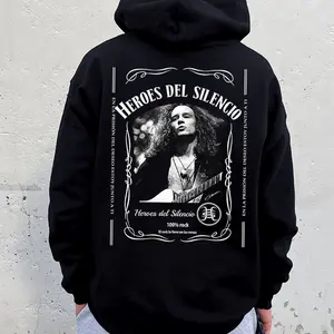 Heroes Del Silencio Vintage Rock Graphic Hoodie Fleece Fabric Casual Hooded Sweatshirt Trendy Tops Perfect Gift