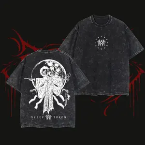 Retro Limited Sleep Token Ascensionism Heavy Metal Shirt, Unisex Oversize Rock Band Washed Heavyweight Cotton T-shirt, Gift For Rock Music Lovers , Gothic Punk Emo Grunge Y2K Outfits