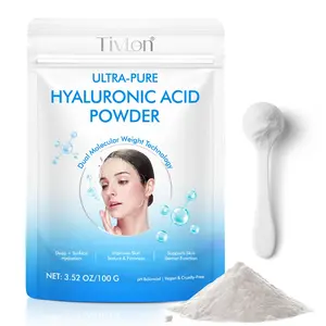 Tivlon Ultra-Pure Hyaluronic Acid Powder, Vegan Cosmetic, Dual Molecular Technology, Hydrating Face Makeup, Medium Coverage, Suitable for DIY Skincare, Glow