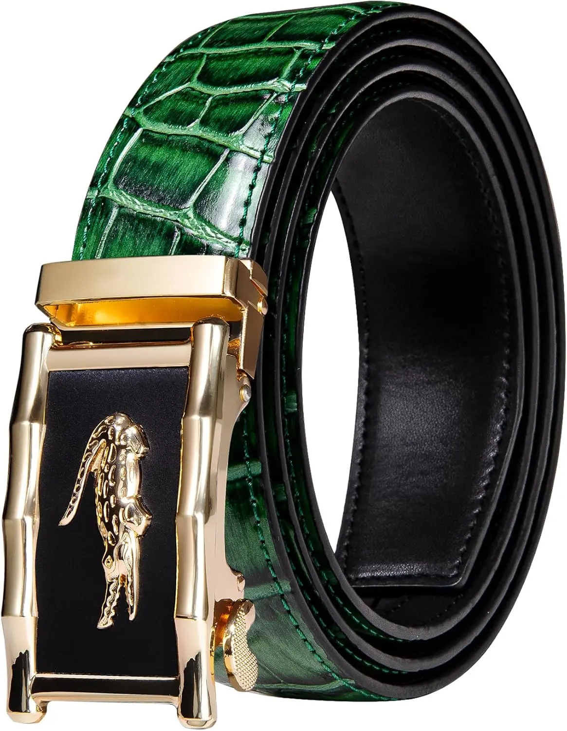 Men's Ratchet Belt Gold/Black/Red/Green/Blue/White Automatic Buckle Business Casual Belt Gift - Adjustable Fit