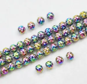 50pcs Colorful Christmas Star Snowflake Fashion Ceramic Beads for Jewelry Making Electroplated Hexagram Pattern Beads For DIY Handmade Crafts Jewelry Making Bracelets Necklace Christmas Gift