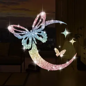 Sparkling Moon & Butterfly Design Car Sticker, Decal For Cars, Vehicle Exterior Decoration, Car Exterior Decorative Sticker, Car Exterior Decoration Accessories for Car, Tablet, Phone, Laptop
