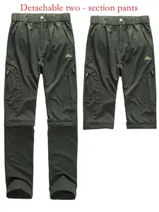 Men's Detachable Zipper Pocket Cargo Pants, Regular Fit Casual Comfy Breathable Straight Leg Trousers for Outdoor Hiking, Men's Bottoms for All Seasons, Menswear