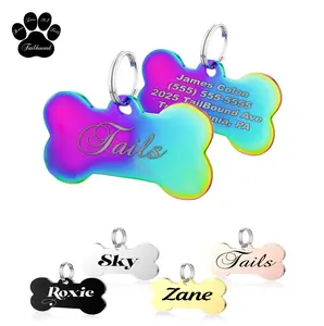 TailBound Stainless Steel Dog Tags with Laser Engraving for All Pets - Crystal Clear Engraving, Scratch-Resistant, Customizable with 8 Lines of Text, Perfect Size for Small to Large Dogs