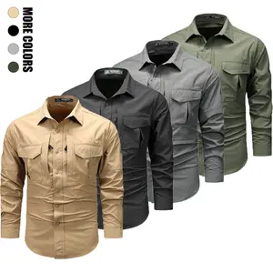 1-pack men’s outdoor tactical quick-dry shirt — multi-pocket, wear-resistant, breathable long-sleeve top for hiking, commuting, and workwear style