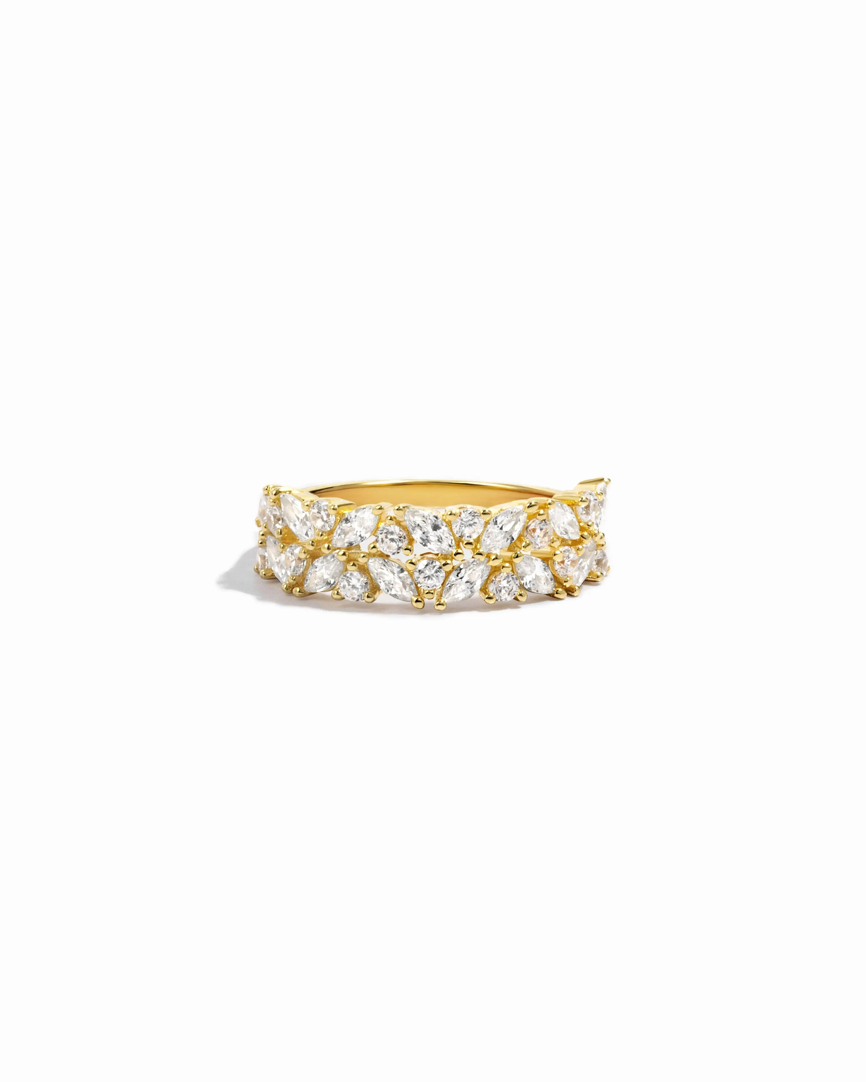 Sami Jewels Double Cluster Ring, 925 Sterling Silver Diamond Ring, 14K Gold Plated Ring, Stacking Ring, Promise Ring, Cubic Zirconia Ring