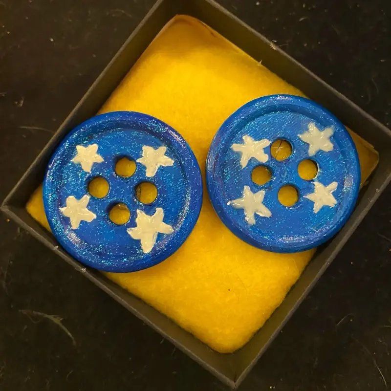 Coraline-Theme Decorative Painted Blue Star Buttons - Charming Blue Star Design Sewing & Crafting Accessories, Decorative Display Only Item for Textile Projects, Ideal Fan Gift
