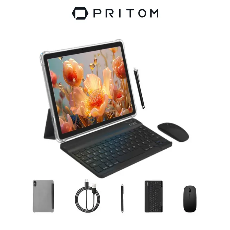 [Stock Up] PRITOM New Arrivals Android Tablet 10 Inch 16G(4+12) RAM 64GB Storage Full Bundle with Keyboard Mouse Case and Stylus Perfect Gift DealsForYouDays Back To School