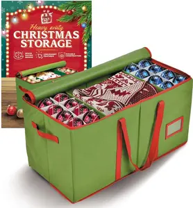 Christmas Ornament Storage  Christmas Storage Container  for  Decorations and Ornament Storage Box  Fits 128  Ornaments  -Proof Fabric