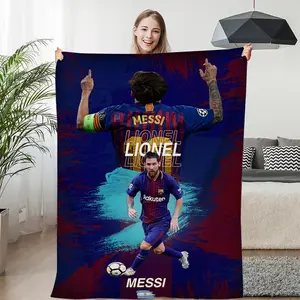 Winter Blanket Sofa Messi Digital Print King Size Warm Knee Bed Fleece Camping Custom Fluffy Soft Blankets Microfiber Bedding Thanksgiving holiday gifts for family, friends and children