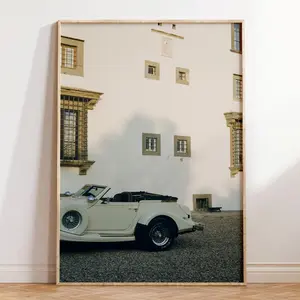 Vintage Car Tuscany Vacation Poster Aesthetic Photography Poster (UNFRAMED)