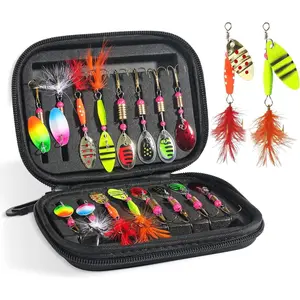 16pcs Fishing Spinner Baits-Treble Hooks, Rooster Tail, Spinnerbait Spoons for Trout/Bass/Salmon/Walleye (Freshwater/Saltwater) - Gift for Men