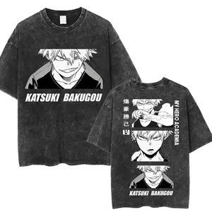 Washed Vintage Anime My Hero Academia Academia T Shirt Eraser Head Aizawa8 Shouta T-shirt Men's Cotton Casual Oversized T-shirts