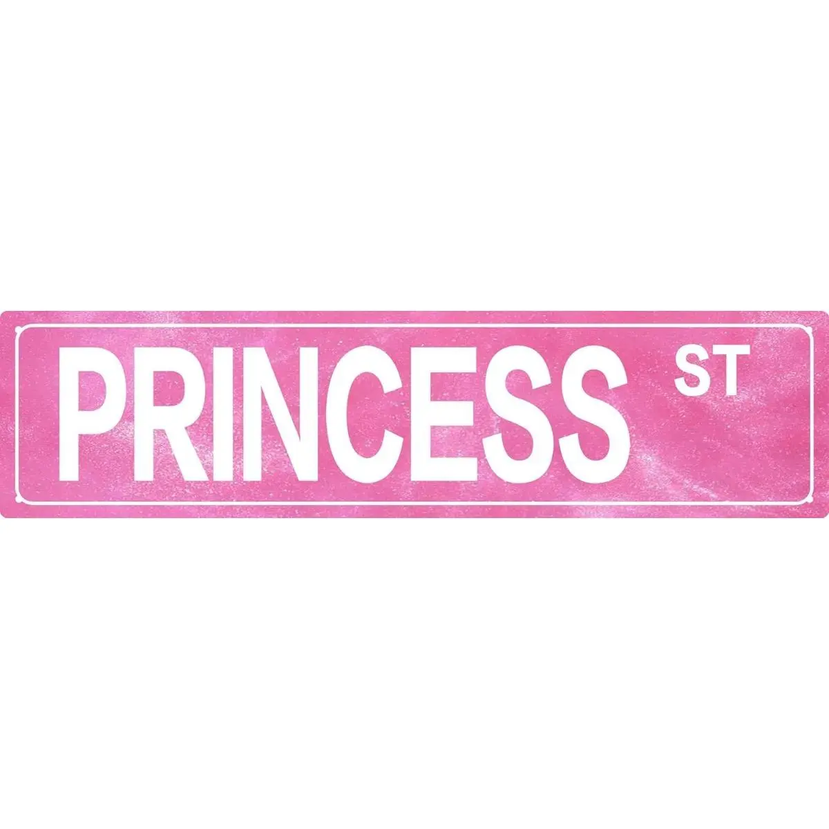 16×4 Inch Pink Glitter Street Sign Style Metal Plaque, PRINCESS ST Sparkly Girly Long Metal Tin Sign, Cute Princess Themed Bedroom Vanity Wall Decor, Sweet Novelty Gift For Little Girls & Teen Girls