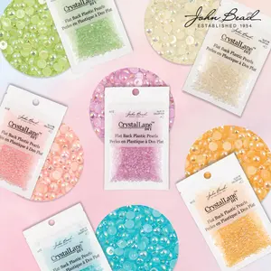 Crystal Lane DIY Plastic Flatback Half Pearls for Crafting and Nail Art Embellishments