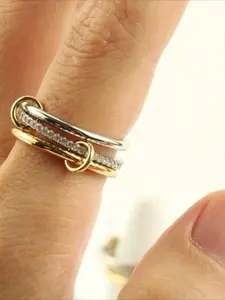 1pcs Interlocked Stackable Rings, Dainty Stacking Rings, Non Tarnish Mixed Metal Anniversary Gift for Women
