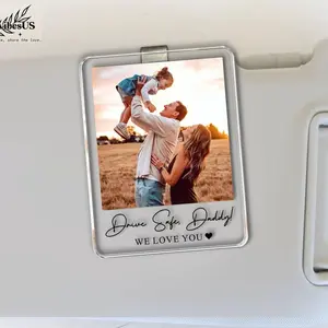 Personalized Unique Gift For Dad, Custom Photo Car Visor Clip, Baby Photo Car Sun Visor, Drive Safe Daddy, 1st Fathers Day Gift For Husband