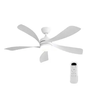 52 Inch White Modern ABS Ceiling Fan with 3CCT Memory LED Light, Ultra Quiet 35dB Alloy Steel DC Motor, 6 Speed Reversible Blades, Remote Timer Control, Energy Saving Dimmable Indoor Covered Patio Home Fan