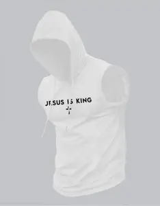 Men’s Christian Easter Sleeveless Hoodie – “He Is Not Here He Has Risen” Faith Graphic Tank, Breathable Gym Workout Hooded Shirt for Fitness Training, Outdoor Sports & Easter Holiday Wear