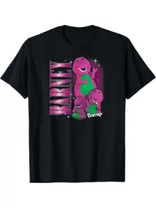 7.5oz Barney Retro 90s Dinosaur Patchwork T-Shirt, Unisex Vintage, Print, All Season Casual Streetwear, Party Tee