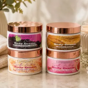 Silk Whip Gourmand Body Cream Set, 4-Pack Hydrating Body Care Cosmetic with Shea Butter, Cocoa, Lightweight Moisturizer & Scent Options: Blackberry Vanilla, Brown Sugar Peaches, Watermelon Punch