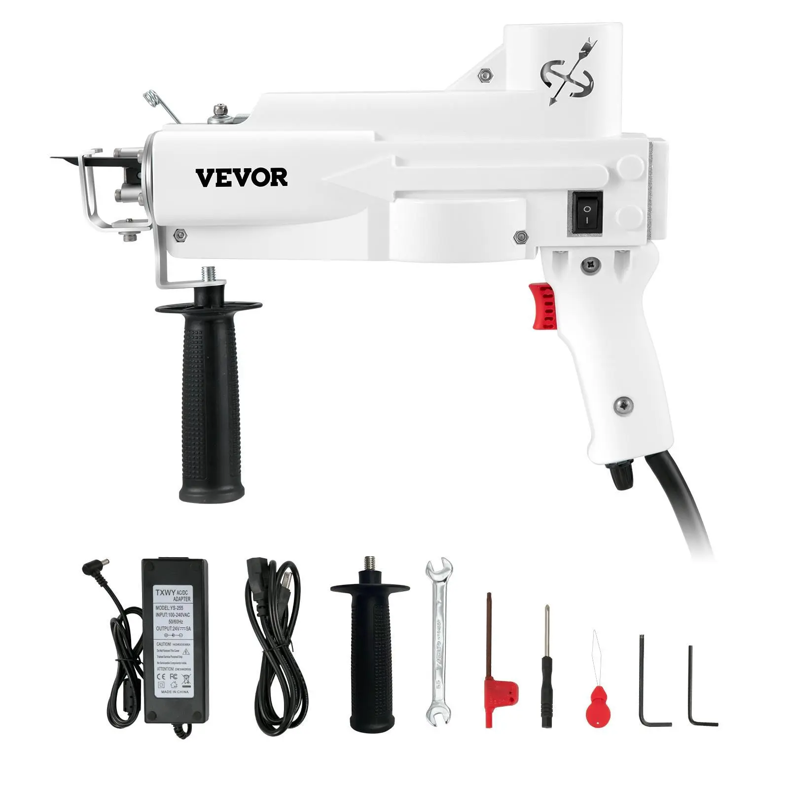 VEVOR Cut Pile Tufting Gun Beginner Kit, 110VAC Electric Carpet Weaving Machine for Room Decor, 7-27 Stitches/sec, 4-25 mm Adjustable Height, 360° Adjustable Handle, Over-Voltage Protection, 2 Replacement Scissors, T10 Wrench, 2 Hexagonal Wrenches, 3 lbs