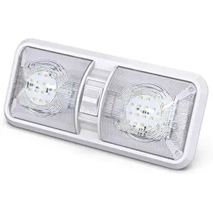 5 Pack RV LED Ceiling Light – Double Dome Fixture with ON/OFF Switch, Natural White 4000-4500K, 48 LEDs, DC 11-18V for Car, Trailer, Camper, Boat