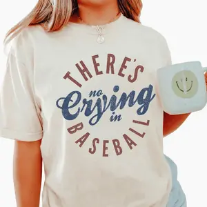 Teebox Store Baseball Tee There's No Crying In Baseball Shirts Cotton Fabric Relaxed Fit Casual Style Gam Essential Cotton T-Shirt