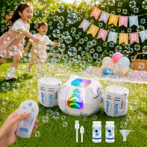 2026 RC Bubble Machine, Rechargeable Bubble Maker with 360°Automatic Rotation & 9 LED Light, 30000+ Bubbles Blower Machine Toys Gifts for Kids, Birthday Parties, Wedding, Indoor, Outdoor Activities