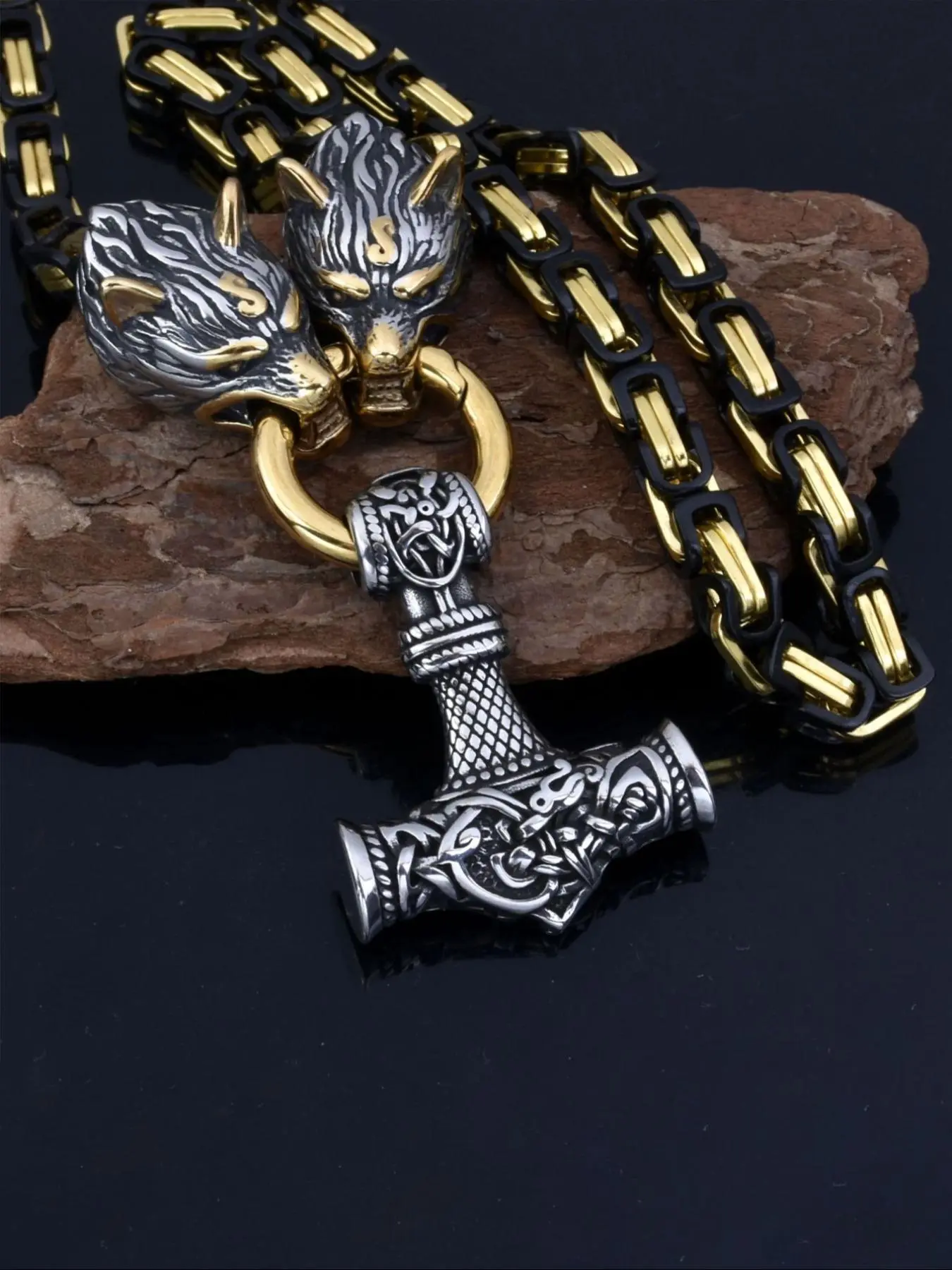Vintage Hammer Pendant Necklace for Men & Women, Fashion Necklace, Stainless Steel Jewelry for Party, Daily Clothing Decor, Trendy All-match & Exquisite Jewelry for Birthday Gift, Cuban Chunky Chain
