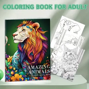 New Animal Theme Coloring Book, A4 Thickened, 32 Different Animal Patterns, Easy to Use, perfect for casual fun, home, school activities, and great for Halloween, Christmas, New Year parties, Valentine's Day, and other holidays, Coloring Gift Book